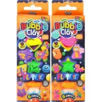 Набір шарикового пластиліну 6 шт світиться в темряві українською BUBBLE CLAY в упаковці 2 шт