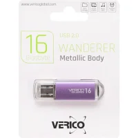 Флешка для зберігання інформації Verico USB 16Gb Wanderer Purple 600647 Пурпурна в упаковці 1 шт