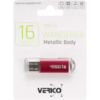 Флешка для зберігання інформації Verico USB 16Gb Wanderer Red 600654 Червона в упаковці 1 шт