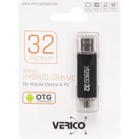 Флешка для зберігання інформації Verico USB 32Gb Hybrid CLASSIC 601910 Чорна в упаковці 1 шт