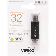 Флешка для зберігання інформації Verico USB 32Gb Hybrid CLASSIC 601910 Чорна в упаковці 1 шт