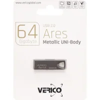 Флешка для зберігання інформації Verico USB 64Gb Ares Black 602863 Чорна в упаковці 1 шт