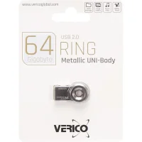 Флешка для зберігання інформації Verico USB 64Gb Ring Silver 603495 Сірий в упаковці 1 шт