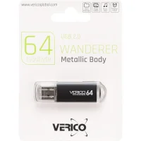 Флешка для зберігання інформації Verico USB 64Gb Wanderer Black 600739 Чорний в упаковці 1 шт