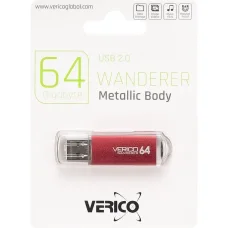 Флешка для зберігання інформації Verico USB 64Gb Wanderer Red 600777 Червоний в упаковці 1 шт