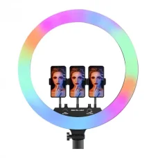 Кільцева селфі лампа RGB LED з трьома тримачами для смартфона 45 см MJ18