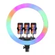 Кільцева селфі лампа RGB LED з трьома тримачами для смартфона 45 см MJ18