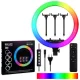 Кільцева селфі лампа RGB LED з трьома тримачами для смартфона 45 см MJ18