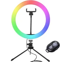 Кільцева світлодіодна міні RGB лампа MJ33 1 кріплення для телефону з пультом 33 см