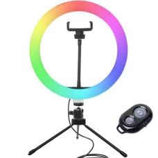Кільцева світлодіодна міні RGB лампа MJ33 1 кріплення для телефону з пультом 33 см