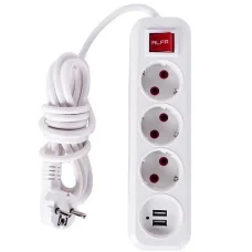 Електричний подовжувач з вимикачем на 3шт/3м та 2 USB 303