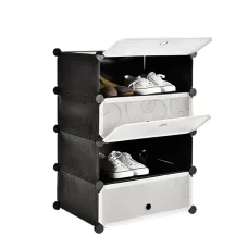 Шафа пластикова для взуття Storage Cube Cabinet А1-4 Чорний Полиця для взуття 4-х ярусна