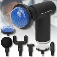 Акумуляторний масажер для м'язів з USB-зарядкою і насадками Massage GUN