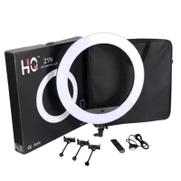 Кільцева лампа HQ-21N 55 см з 3 тримачами для смартфона пультом та сумкою на штативі 2 м