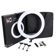 Кільцева лампа HQ-21N 55 см з 3 тримачами для смартфона пультом та сумкою на штативі 2 м