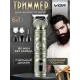 Тример на акумуляторі з LED-дисплеєм для стрижки 6 в 1 VGR V-106 Машинка для стрижки волосся на 14 насадок