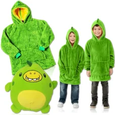 Дитячий плед з рукавами та капюшоном дитячий Huggle Pets Hoodie RD-07 Зелений