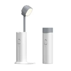 Настільна лампа-ліхтар із power bank та підставкою для телефону Master-7 Біла Бездротова лампа
