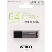 Флешка для зберігання інформації Verico USB 64Gb Cordial Gray 601408 Сірий в упаковці 1 шт