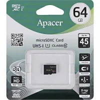 Карта пам'яті Apacer MicroSDXC 64GB UHS-1 (Cl10) AP64GMCSX10U1-RA 39409/912626 в упаковці 1 шт