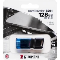 Флешка для зберігання інформації Kingston USB 128Gb DT 80М USB 3.2 Type-C Black/Blue 330601 в упаковці 1 шт
