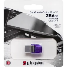 Флешка для зберігання інформації Kingston USB 256Gb DT microDuo 3C 3.2 з Type-A/Type-C 200Mb/s в упаковці 1 шт