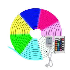 Гнучкий світлодіодний неон RGB на 5 м з пультом та блоком живлення SF-12VIC Декоративна стрічка в силіконі