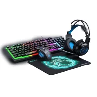 Ігровий комплект 4 в 1 з підсвічуванням RGB Gaming Мишка Навушники Клавіатура Килимок