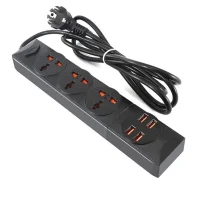 Універсальний мережевий подовжувач RMX на 3 вилки з 4 USB портами 3.4А Anti-Static BKL-01 Power Socket