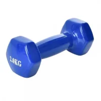 Цілісна гантель з вініловим покриттям на 2 кг PowerTech M 0290-BL Синя