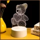 Акриловий 3D нічник Ведмедик з LED-підсвічуванням, сенсорним керуванням та пультом ДУ