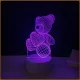 Акриловий 3D нічник Ведмедик з LED-підсвічуванням, сенсорним керуванням та пультом ДУ