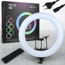 Кільцева RGB лампа 56см з трьома тримачами для телефону та пультом ДК MJ56