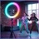 Кільцева RGB лампа 56см з трьома тримачами для телефону та пультом ДК MJ56