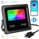Вуличний прожектор RGB SMART LED 15W з Bluetooth для зовнішнього освітлення Світлодіодний прожектор з віддаленим керуванням