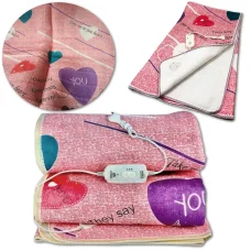 Електричне простирадло Electric Blanket 150х120 см Простирадло з підігрівом рожевого кольору із сердечками