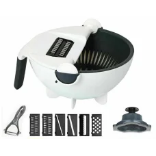 Тертка-овочерізка ручна 9 в 1 з контейнером та друшляком Rotate Vegetable Slicer Тертка для овочів з контейнером