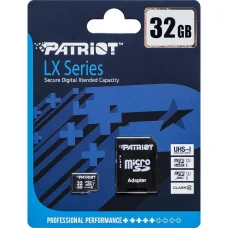 Карта пам'яті Patriot MicroSDHC 32GB UHS-I Class 10 LX Series +SD adapter 010883/600480 Чорний