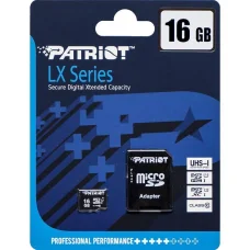 Карта пам'яті Patriot MicroSDHC 16GB UHS-I Class 10 LX Series +SD adapter 010876/600475