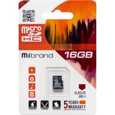 Карта пам'яті Mibrand MicroSDHC 16GB UHS-I Class 10 130031 тільки картка пам'яті