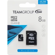 Карта пам'яті Team MicroSDHC 8GB+SD adapter class 4 419773 з адаптером