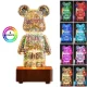 3D нічник скляний з ефектом феєрверку у вигляді ведмедика RGB Bearbrick LED Світильник-лампа на 8 кольорів