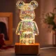 3D нічник скляний з ефектом феєрверку у вигляді ведмедика RGB Bearbrick LED Світильник-лампа на 8 кольорів