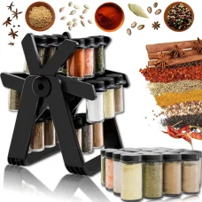 Карусель для спецій 18 баночок на підставці, що крутиться, на 360° Spice Rack Чорний