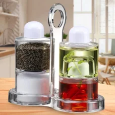 Набір із 4 ємностей із підставкою для спецій Spice Jar. O.V.S.P. Stack Dispense Органайзер для зберігання спецій