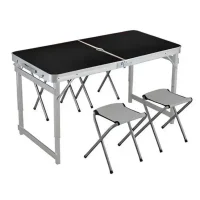 Посилений туристичний складаний стіл для пікніка та 4 стільці Folding Table Чорний Стіл із стільцями для дачі