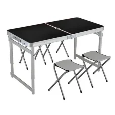 Посилений туристичний складаний стіл для пікніка та 4 стільці Folding Table Чорний Стіл із стільцями для дачі