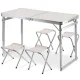 Посилений туристичний складаний стіл для пікніка та 4 стільці Folding Table Білий Стіл із стільцями для дачі