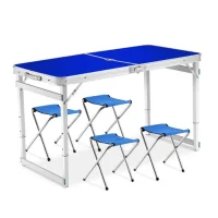 Посилений туристичний складаний стіл для пікніка та 4 стільці Folding Table Синій Стіл із стільцями для дачі
