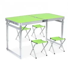 Посилений туристичний складаний стіл для пікніка та 4 стільці Folding Table Зелений Стіл із стільцями для дачі